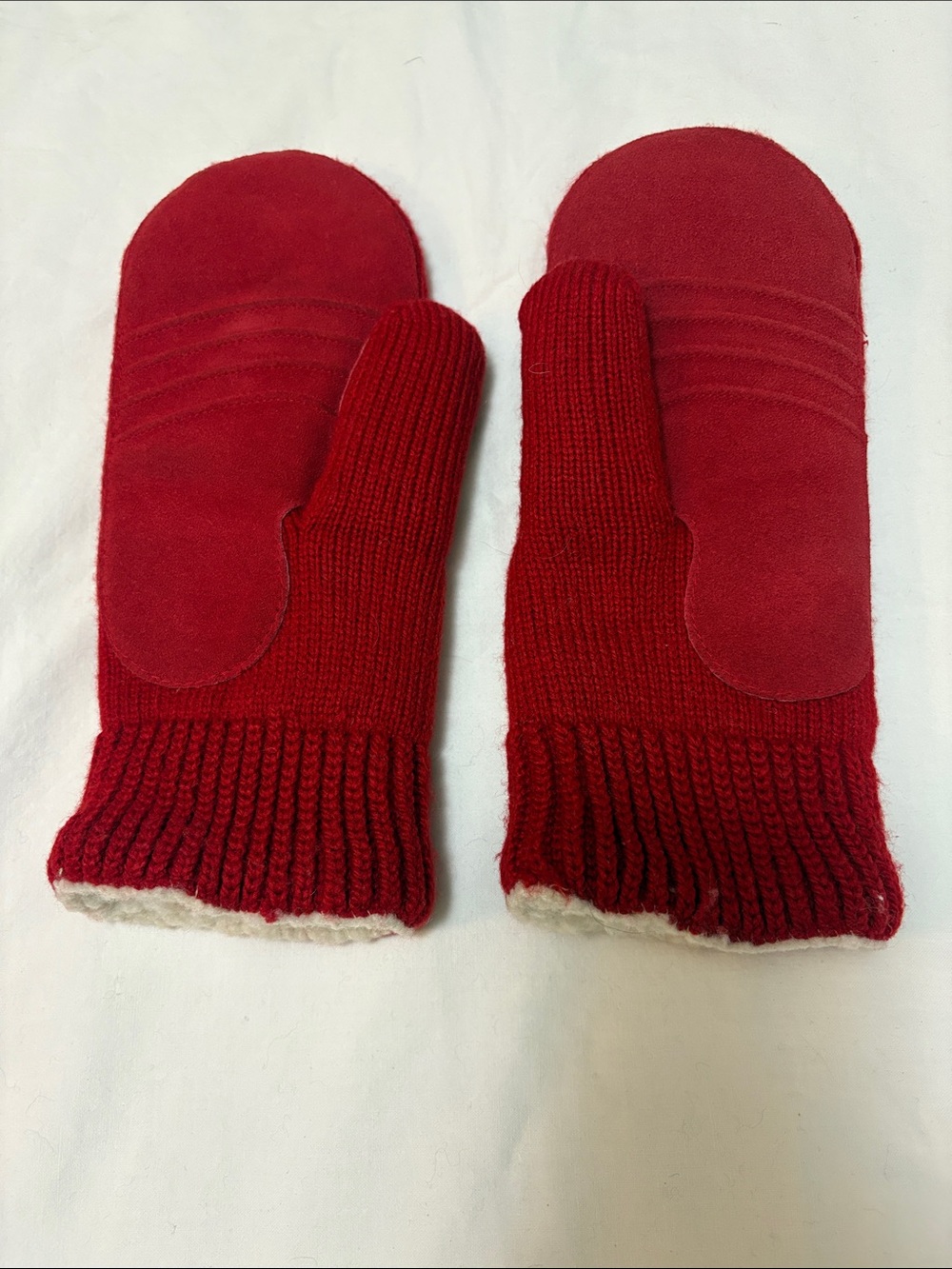 Aris Vintage Weathershed Red Leather Mittens Womens One Size